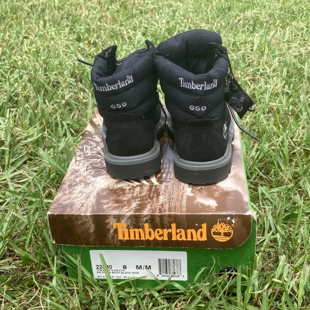 Timberland Kids Black Leather Boots - Picture 4 of 16